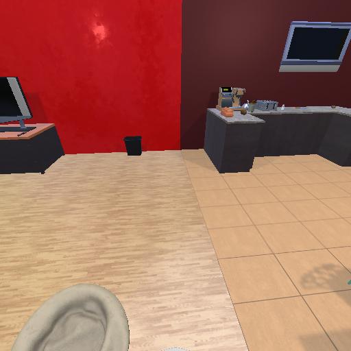 The scene viewed from the X point facing 90 degrees left — the chair is not visible